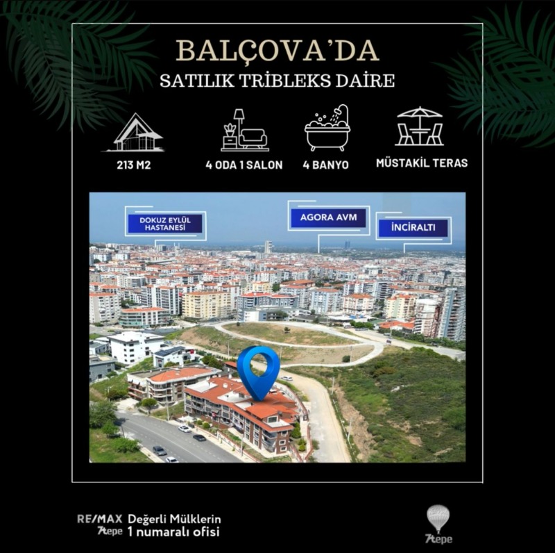 ÇETIN EMEÇ'TE SATILIK TRIPLEKS 4+1 BAHÇELİ VE TERASLI DAİRE.