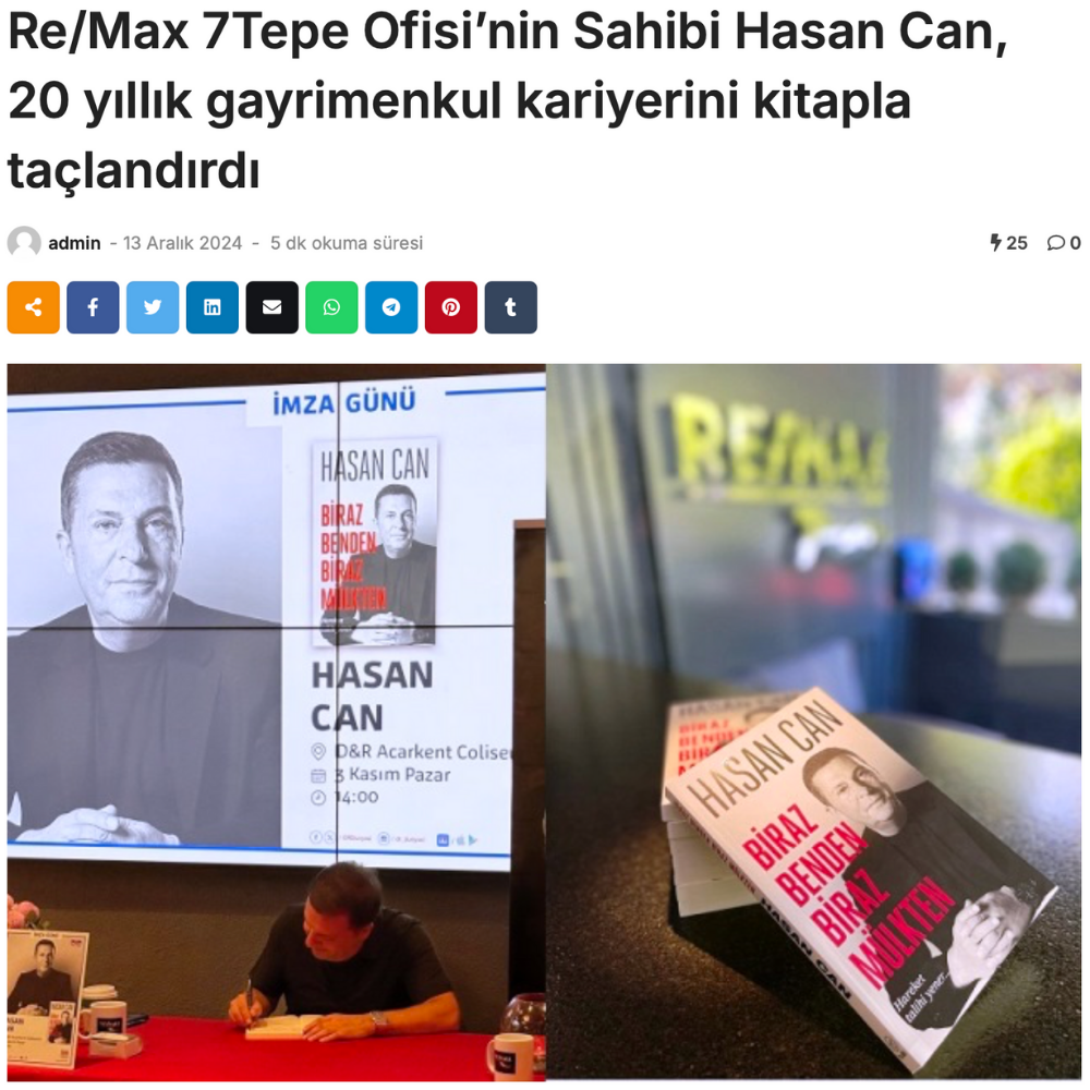 DÜNYANIN EN İYİ EMLAKÇISI HASAN CAN'IN KİTABI ''BİRAZ BENDEN BİRAZ MÜLKTEN''