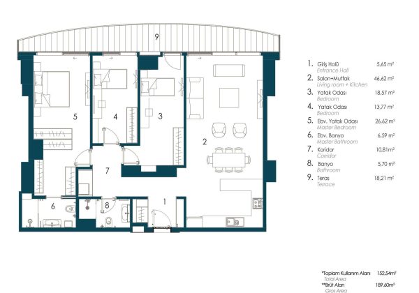 ACARVERDE RESIDENCE'DE ORMAN MANZARALI SATILIK 3+1 DAİRE küçük görsel