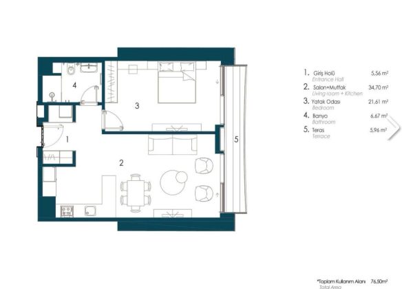 ACARVERDE YATIRIMA UYGUN FIRSAT 1+1 SATILIK DAİRE küçük görsel