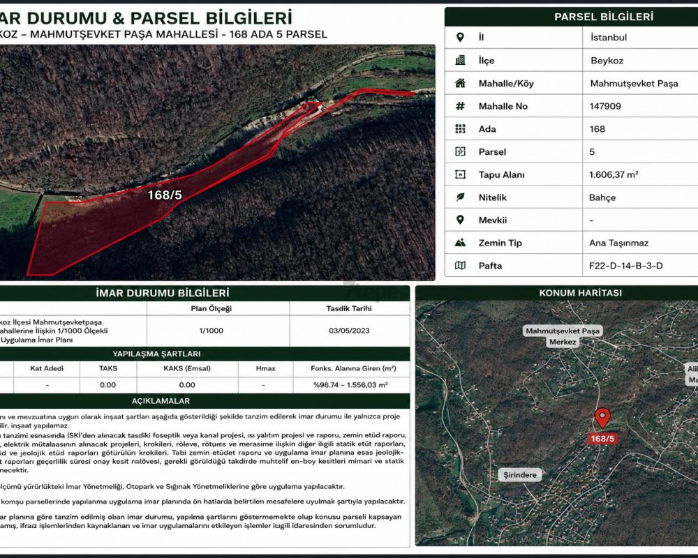 Remax7tepe den 1.606 metre satılık arsa