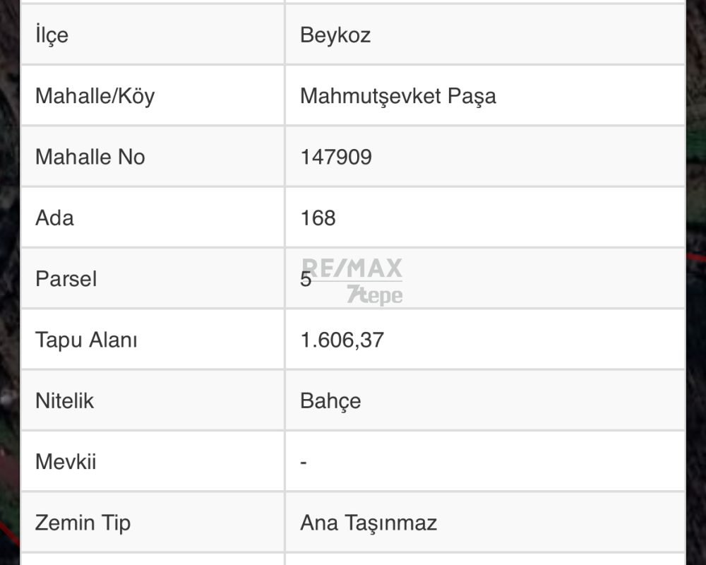 Remax7tepe den 1.606 metre satılık arsa