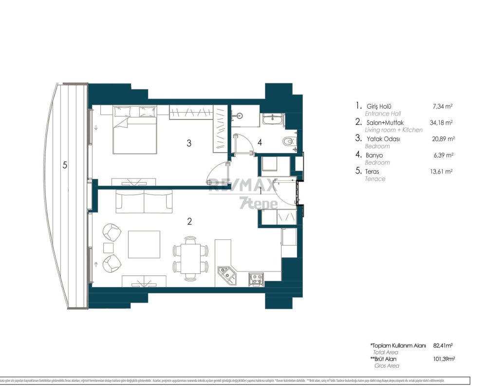 ACARVERDE RESIDENCE’DA KİRALIK 1+1 DAİRE