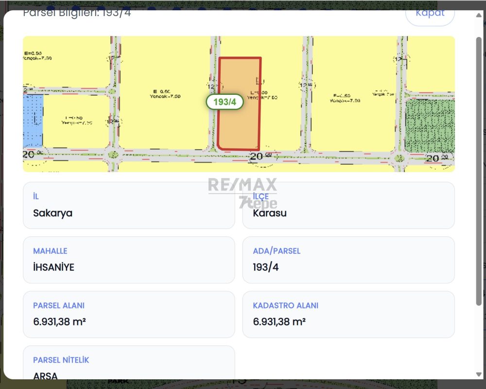 KARASU'DA DENİZE YAKIN 6.931 M² İMARLI ARSA