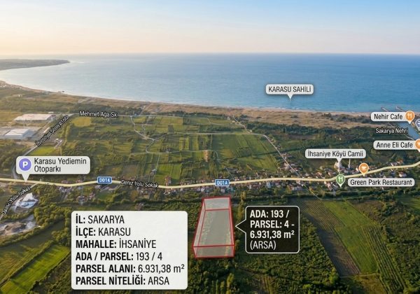 KARASU'DA DENİZE YAKIN 6.931 M² İMARLI ARSA