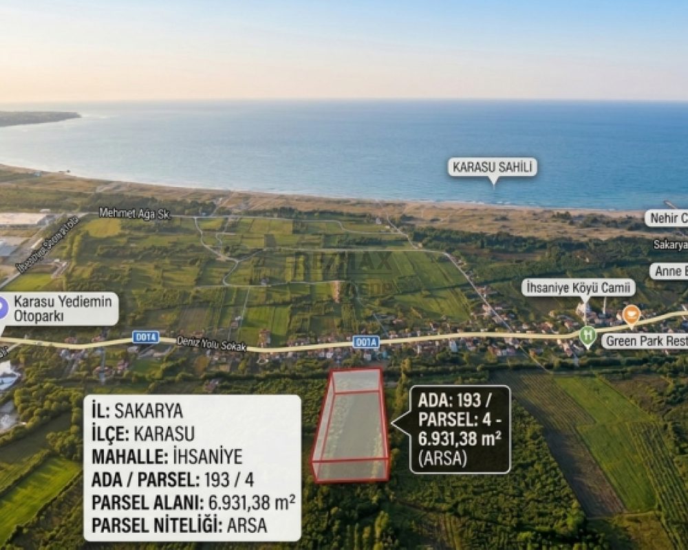 KARASU'DA DENİZE YAKIN 6.931 M² İMARLI ARSA
