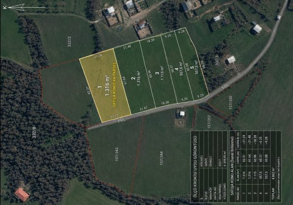 GEBZE DENİZLİ KÖYÜNDE YOLA CEPHELİ İMARLI 1316 M2 ARSA